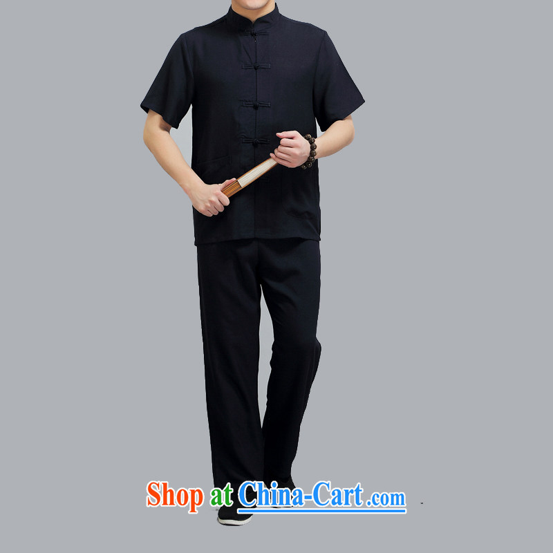The chestnut mouse male plain the Tang mounted package summer short-sleeved older persons in my father and grandfather of Tang with summer black 4XL, the chestnut mouse (JINLISHU), shopping on the Internet