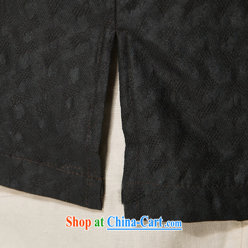 and mobile phone line short-sleeved short summer with new products and fragrant cloud yarn and silk Tang is a short-sleeved shirt T-shirt, older men silk Tang on the Shannon cloud yarn T-shirt with short sleeves black XXXL/190, and mobile phone line (gesa