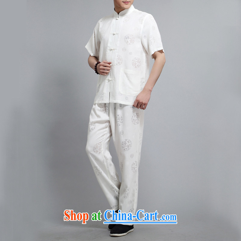 The chestnut mouse summer high men's Chinese short-sleeved Kit Chinese leisure national wind in older Han-Chinese White 4XL, the chestnut mouse (JINLISHU), shopping on the Internet