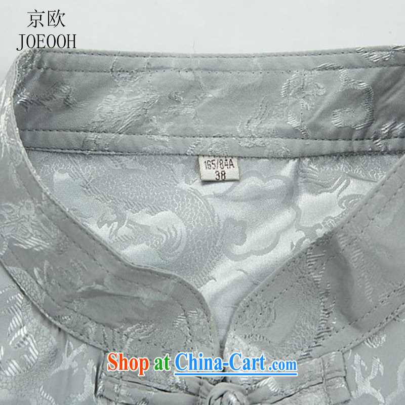 Putin's European Summer Han-thin short-sleeved Chinese package older men the code Chinese shirt gray blue Kit XXXL/190, Beijing (JOE OOH), shopping on the Internet