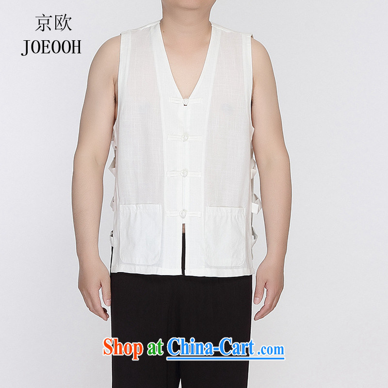 Beijing in the older men and the shoulder  Chinese summer Chinese sleeveless shoulders, older persons vest eschewed loose T-shirt white XXXL