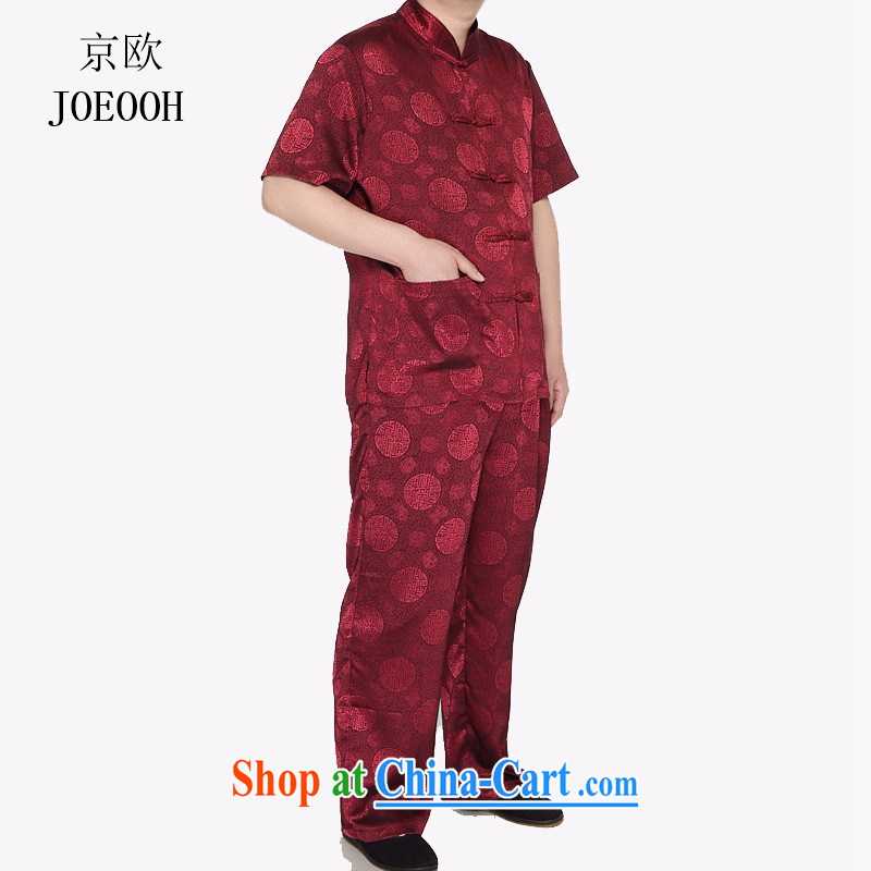 Putin's European men's short-sleeved Tang is included in the kit are older men's father T-shirt pants China wind summer red XXXL, Beijing (JOE OOH), shopping on the Internet