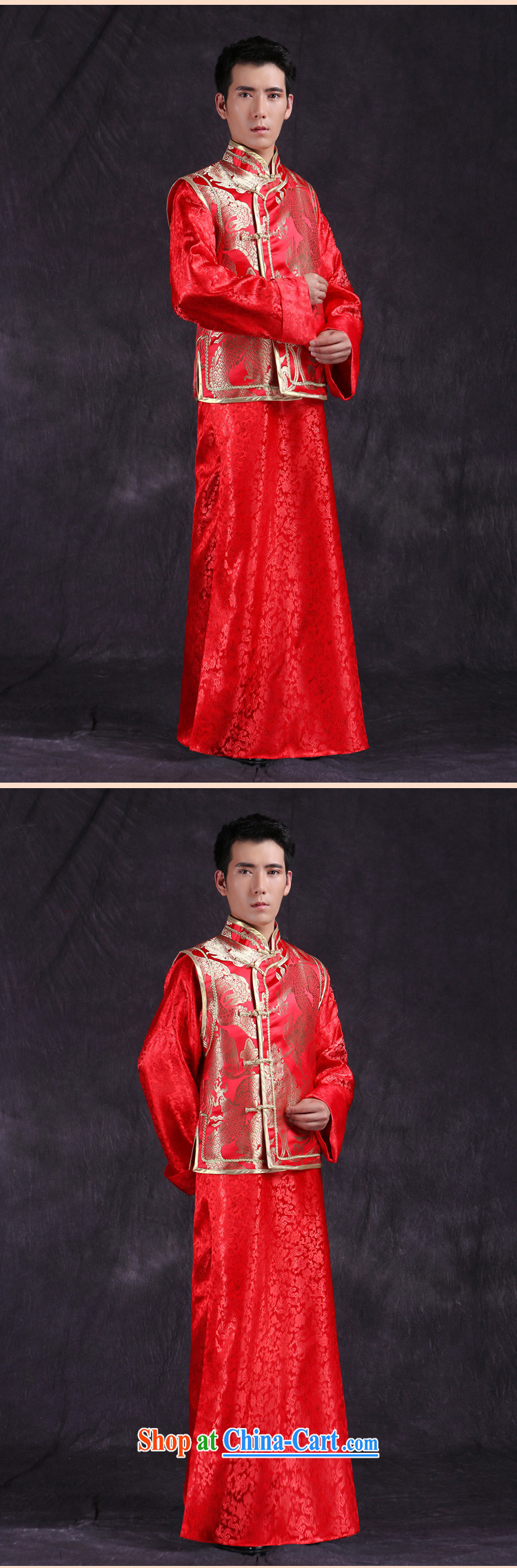 Su-wo family upscale men's costumes smock red Chinese style wedding dress the bride with wedding dress show reel summer clothing red S pictures, price, brand platters! Elections are good character, the national distribution, so why buy now enjoy more preferential! Health