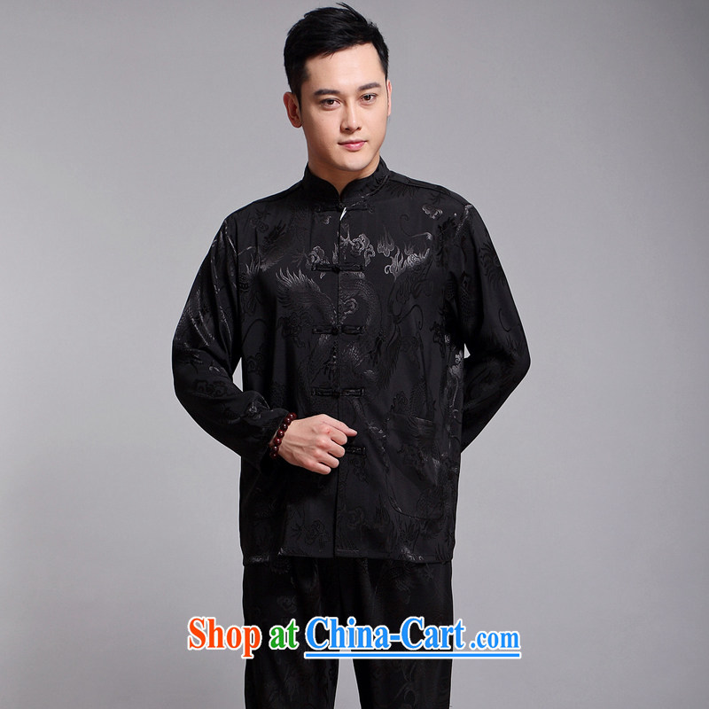 Silver armor men Chinese men and set the older summer long-sleeved men's China wind men's Silk father replace Summer Package 190 black, silver armor, shopping on the Internet