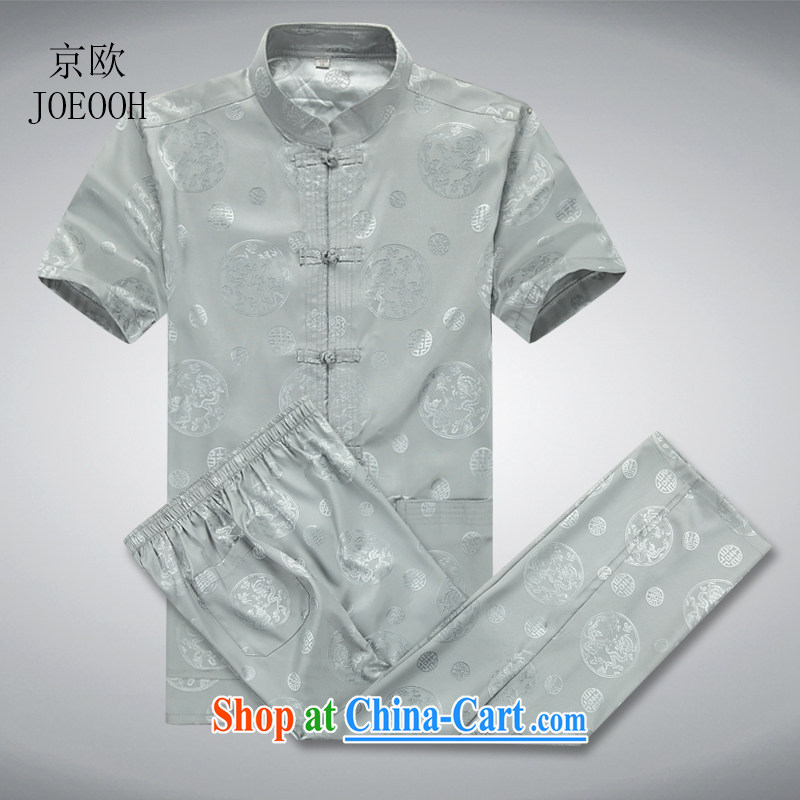 Europe's new national short-sleeved Chinese Kit Chinese leisure the code men's shirts summer gray package XXXL_190