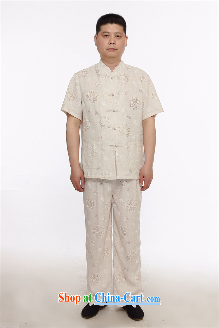 Putin's European Summer upscale male Chinese short-sleeve kit Chinese leisure Ethnic Wind in linen older Han-tang with beige XXXL pictures, price, brand platters! Elections are good character, the national distribution, so why buy now enjoy more preferential! Health