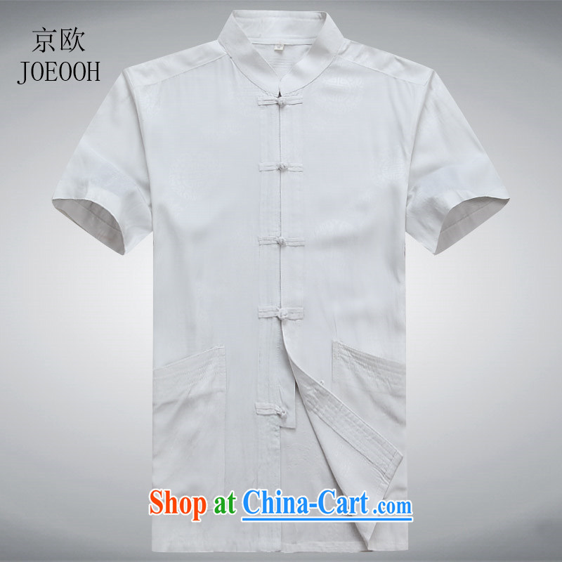 Beijing in the older summer T-shirt Chinese leisure and men, for the charge-back cotton short-sleeved Chinese shirt white XXXL_190