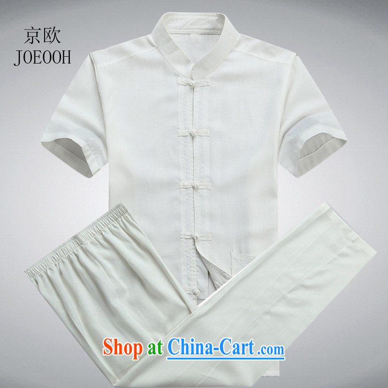Beijing The Chinese men's short-sleeved Tang load package units in the older men's ethnic Han-serving Nepal shirt Dad summer white package XXXL_190