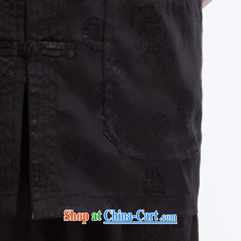 Mr Ronald ARCULLI New China wind elders jogging Chinese men's short-sleeve kit in good old the River During the Qingming Festival Ethnic Wind Jacket black a 190, concentric, shopping on the Internet
