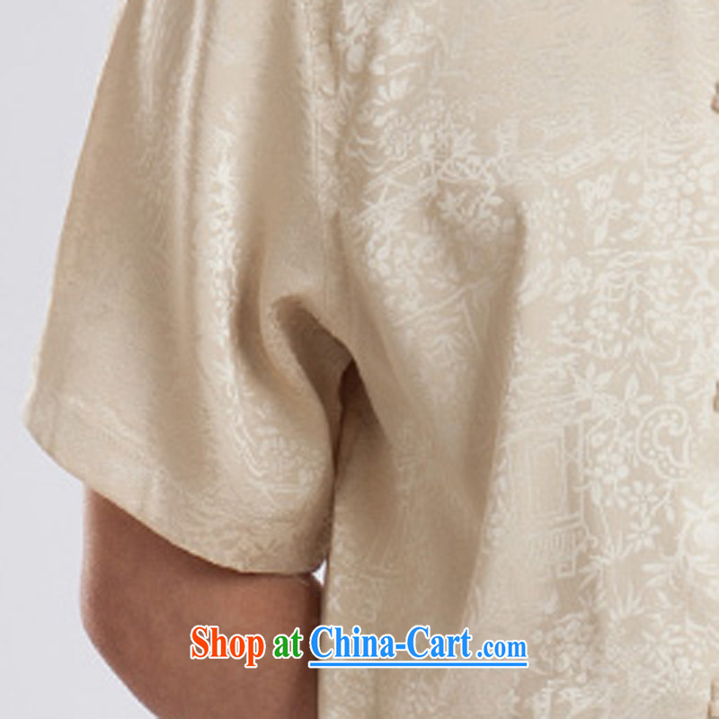 2015 new half sleeve, for men and summer Chinese improved Ethnic Wind and short-sleeved Tang with beige A 195, concentric, and shopping on the Internet