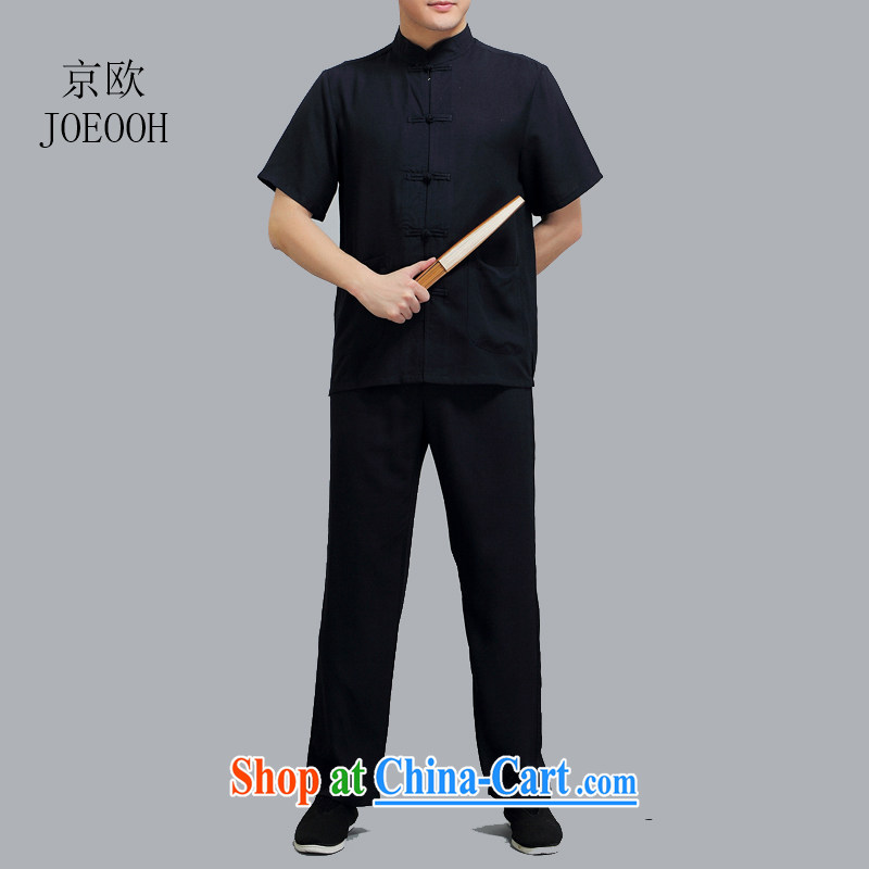 Putin's European Summer thin linen short-sleeve kit Tang in older men leisure and indeed increase cotton the Chinese shirt and black 4 XL/190, Beijing (JOE OOH), online shopping