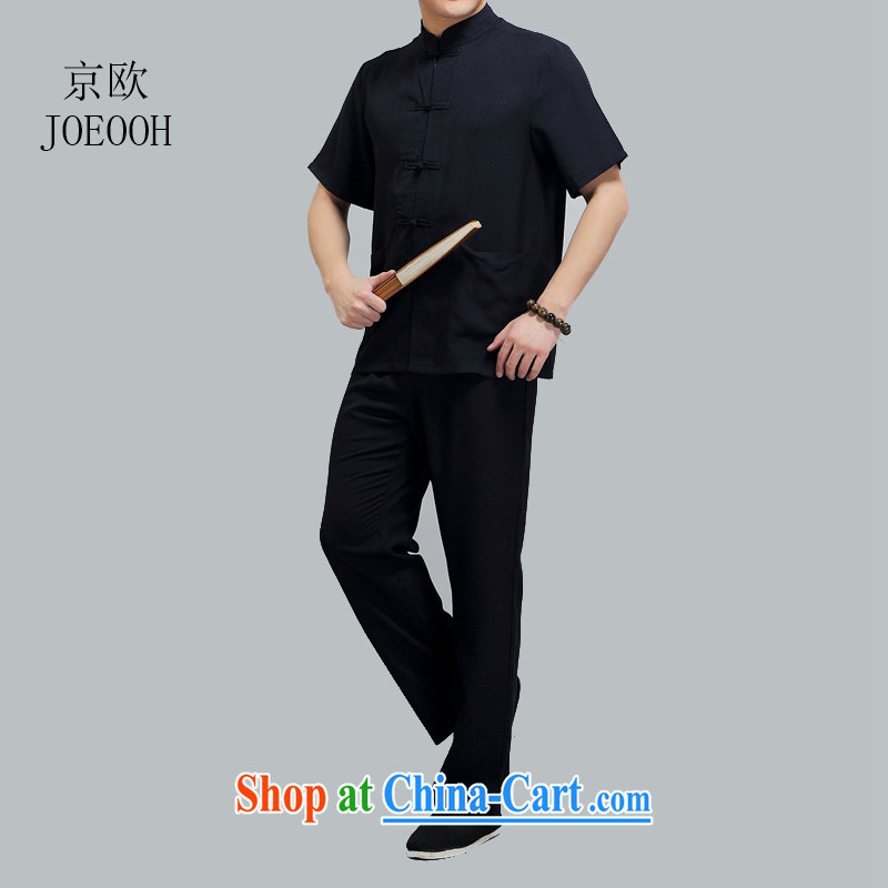 Putin's European Summer thin linen short-sleeve kit Tang in older men leisure and indeed increase cotton the Chinese shirt and black 4 XL/190, Beijing (JOE OOH), online shopping
