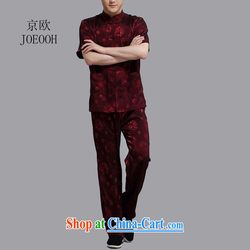 Europe's new men's short-sleeved Tang load package leisure in older men and the national round-lung, for maroon 4 XL/190, Beijing (JOE OOH), shopping on the Internet