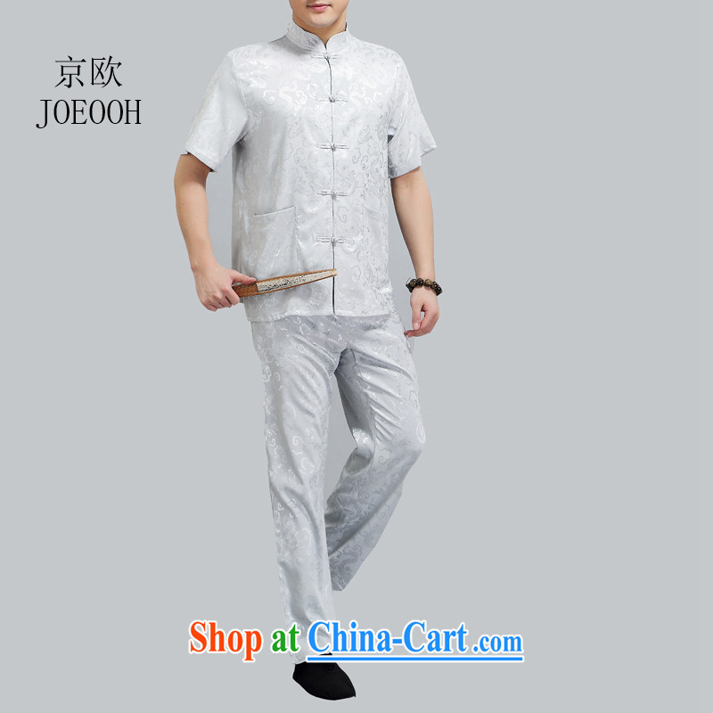 The Beijing Summer 15 new upscale men's short-sleeved Chinese dragon in men's national costumes father Summer Package light gray 4 XL/190, Beijing (JOE OOH), shopping on the Internet