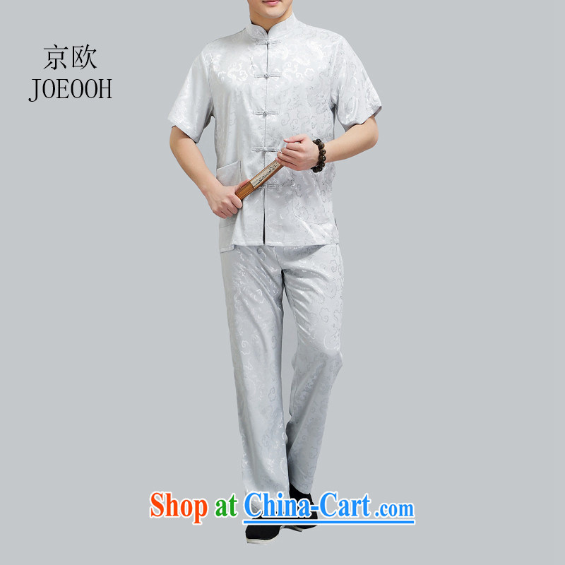 The Beijing Summer men's short-sleeved Chinese China wind in Kowloon, in older Chinese men and set light gray L_170