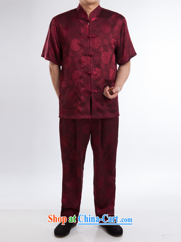 Men's Chinese summer, older Chinese shirt silk short-sleeved-tie, collar red a 195 pictures, price, brand platters! Elections are good character, the national distribution, so why buy now enjoy more preferential! Health