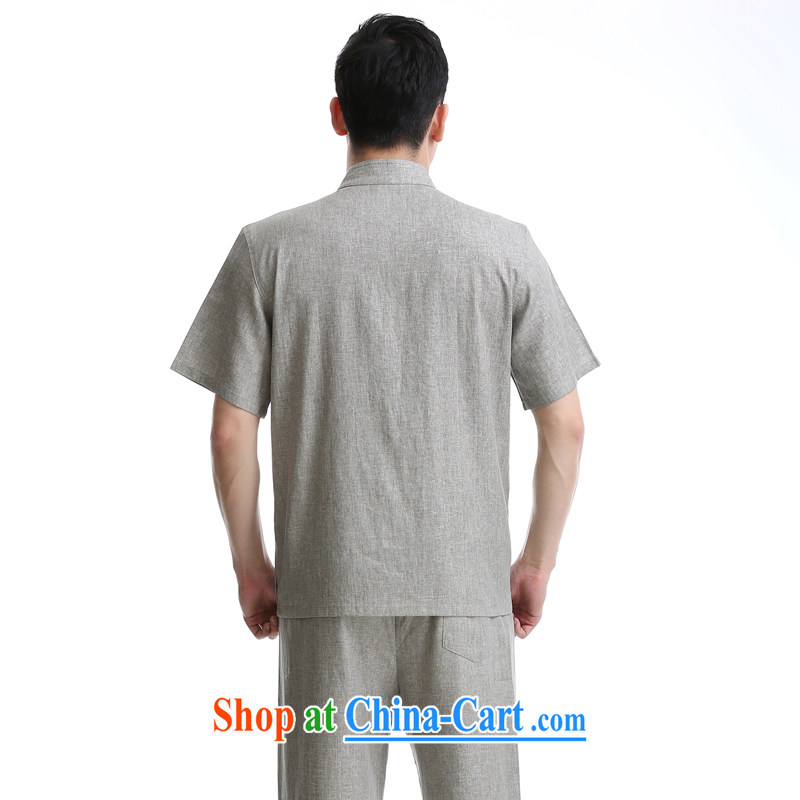 2015 summer short-sleeved cotton the male Chinese Chinese, for cultivating small shirt gray a 195, concentric, shopping on the Internet