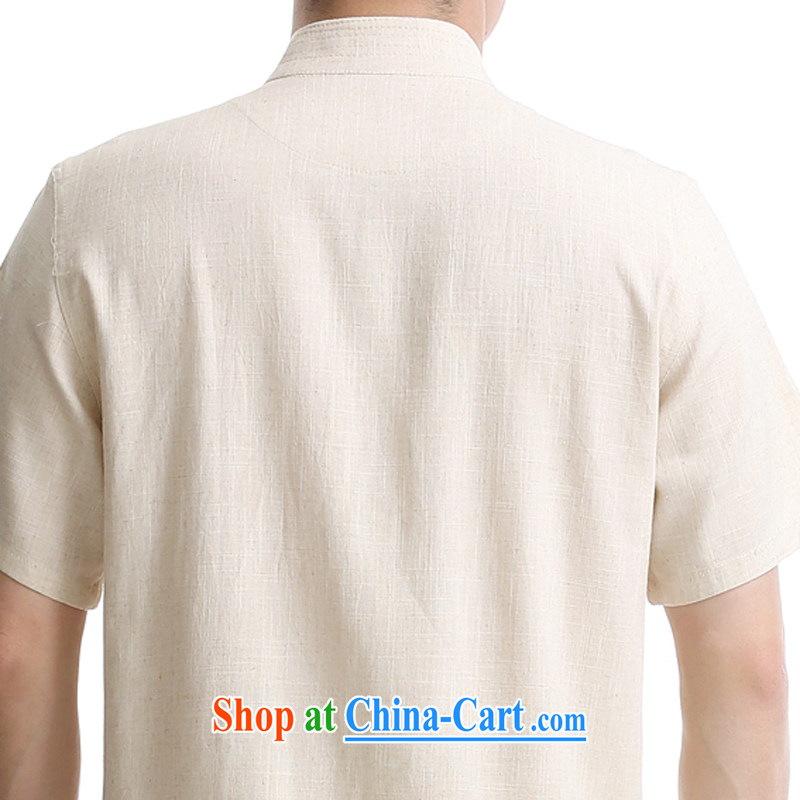 Summer 2015 new middle-aged and older Chinese men and a short-sleeved, serving casual relaxed and smock collar men Tang Mounted Kit beige A 195, concentricity, shopping on the Internet