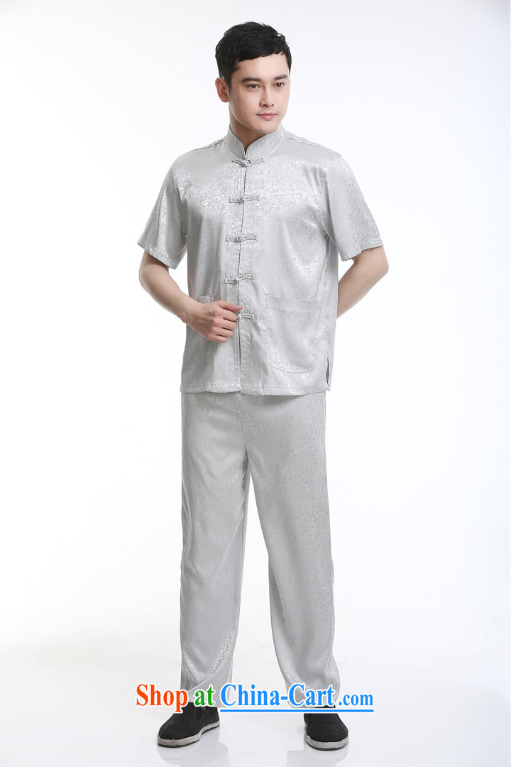 Men's short-sleeved short summer with new products and fragrant cloud yarn silk Chinese shirt-sleeves T-shirt, older men, Tang with beige 195 pictures, price, brand platters! Elections are good character, the national distribution, so why buy now enjoy more preferential! Health