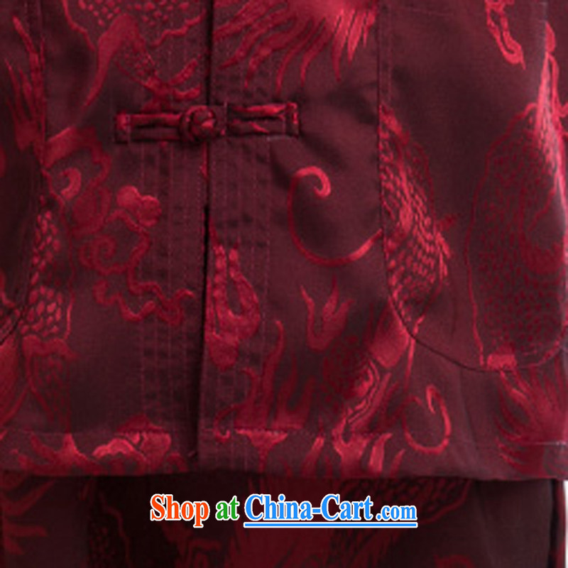 2015 spring and summer China wind men's T-shirt with short sleeves, elderly Chinese men and silk dress Chinese Tai Chi kung fu T-shirt jacket red a 195, the child (MORE YI), shopping on the Internet