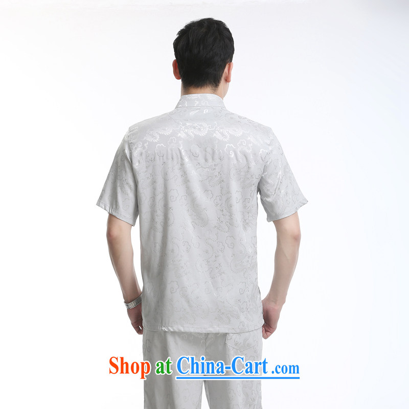 Chinese men and new short-sleeved Tang package installed in the older men's casual summer Chinese clothing elderly gray a 170, the child (MORE YI), shopping on the Internet