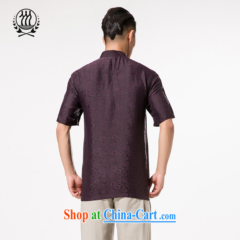 and mobile phone line short-sleeved short summer with new products and fragrant cloud yarn and silk Chinese shirt-sleeves T-shirt, older men, Tang on the Shannon cloud yarn deep purple XXXL/190, and mobile phone line (gesaxing), and, on-line shopping