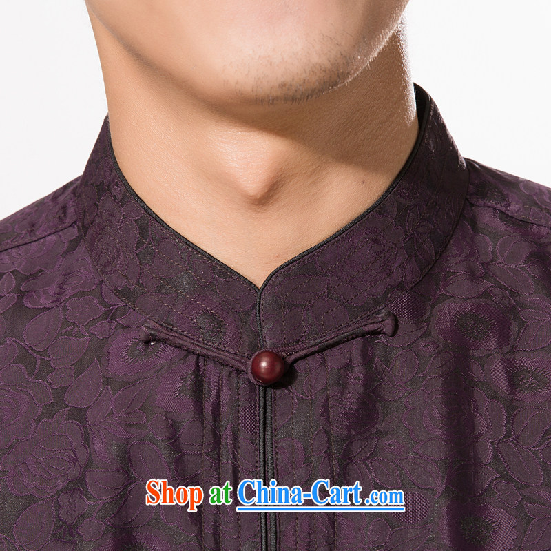 and mobile phone line short-sleeved short summer with new products and fragrant cloud yarn and silk Chinese shirt-sleeves T-shirt, older men, Tang on the Shannon cloud yarn deep purple XXXL/190, and mobile phone line (gesaxing), and, on-line shopping