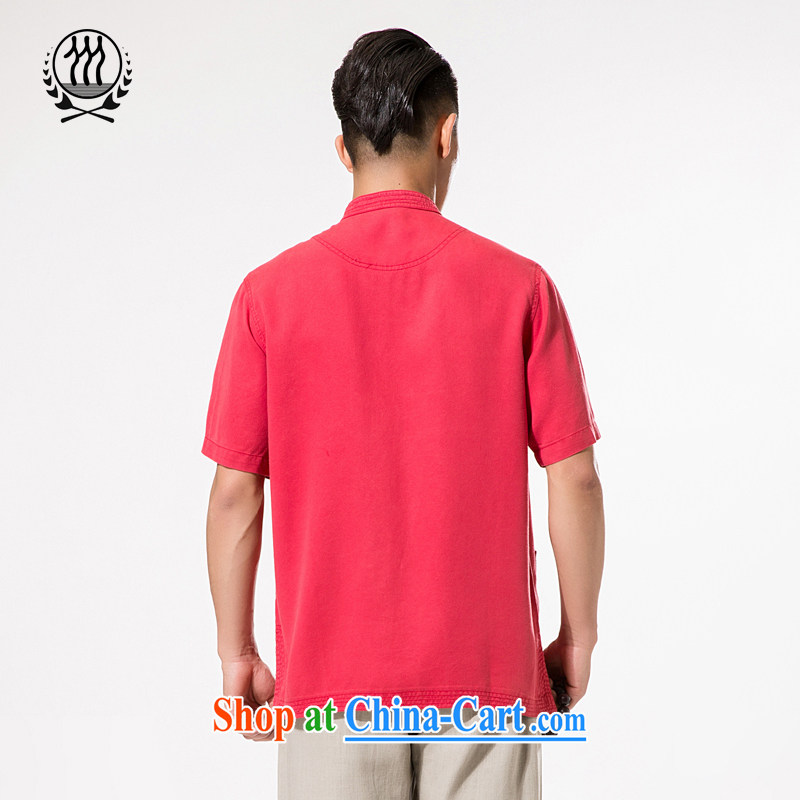 And Line 3 new summer, men's day, short-sleeved T-shirt China wind men's Chinese population day short-sleeved relaxed and comfortable T-shirt dress the code father with dark red XXL/185, and mobile phone line (gesaxing), and, on-line shopping