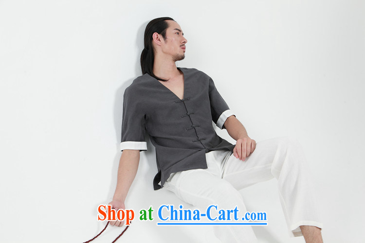 Hee-snapshot Dragon 2015 summer new male Chinese short-sleeved shirt V New Chinese improved thin stylish Tang black XL pictures, price, brand platters! Elections are good character, the national distribution, so why buy now enjoy more preferential! Health