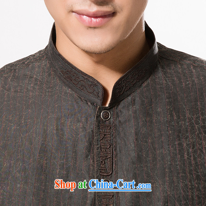 Men's summer Chinese fragrant cloud yarn Chinese men's short-sleeved silk shirt half sleeve, old Silk men and very casual China winds, father with brown XXXL/190, and mobile phone line (gesaxing), and, on-line shopping