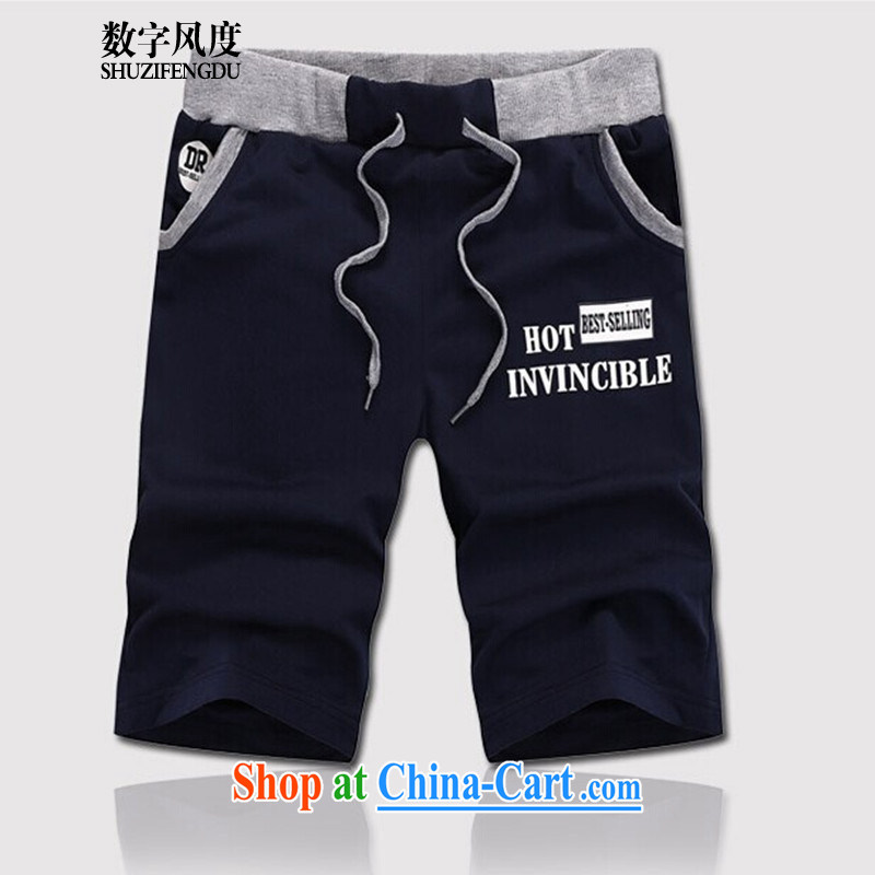 Kai Lok where summer 2015 New Men's casual pants Korean version 5 pants and smock dark blue L 170