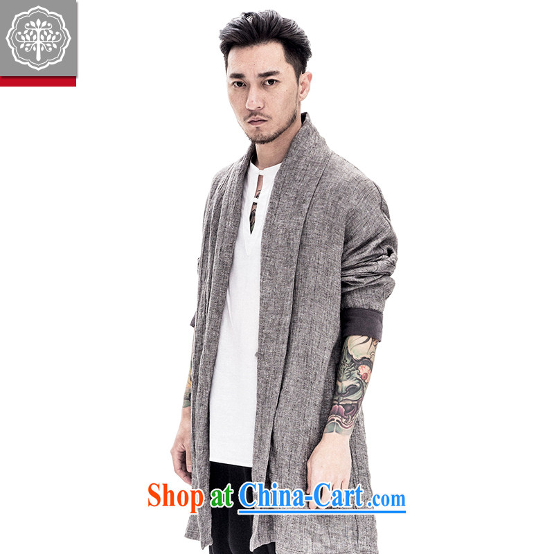 To tree men and Han-improved Chinese men's long-sleeved jacket cotton the male Chinese original spring and summer male Chinese wind stone gray color 180/XL, tree (EYENSREE), shopping on the Internet