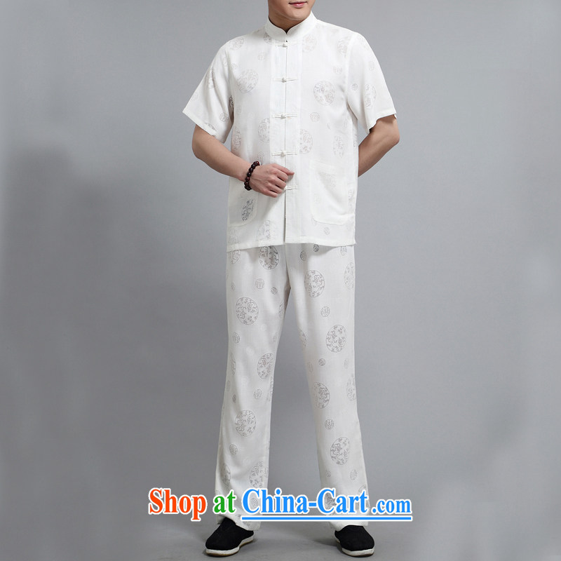 The Carolina boys men Tang is short-sleeve kit summer, older persons with short short sleeve with jogging with leisure package Han-kung fu T-shirt white 4XL, the Tony Blair (AICAROLINA), shopping on the Internet