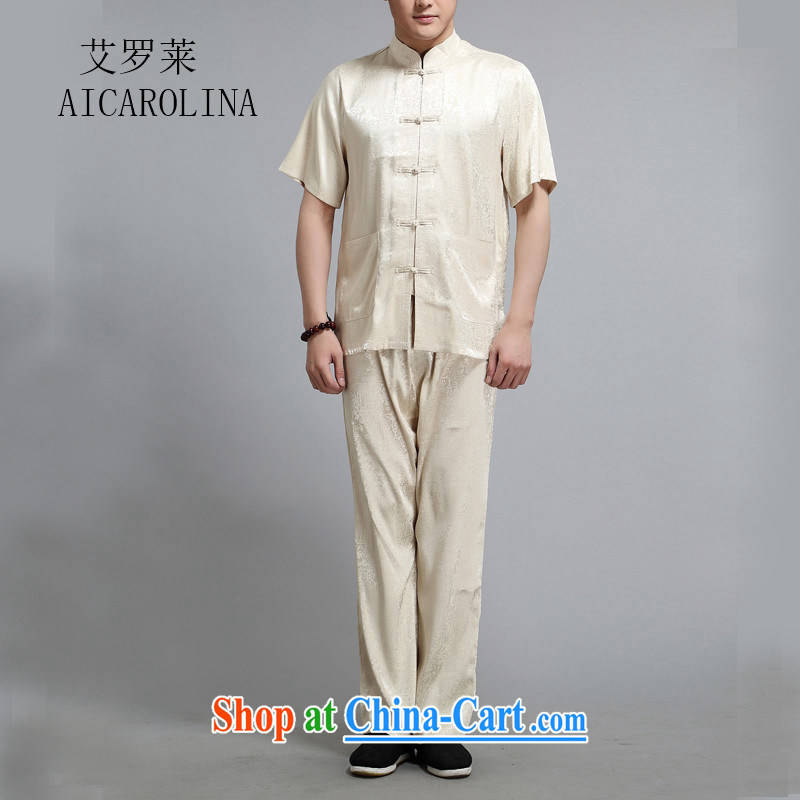 The Law, summer 2015, men's Tang is included in the kit older persons father short-sleeved loose large numbers of elderly people with clothes with Grandpa Han-summer gold 4 XL