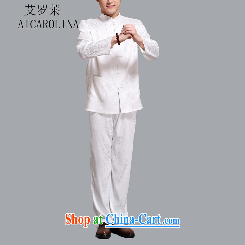 The Carolina boys spring and summer New Tang is in the men's long-sleeved elderly men Tang in older father Chinese men and Chinese White 4XL