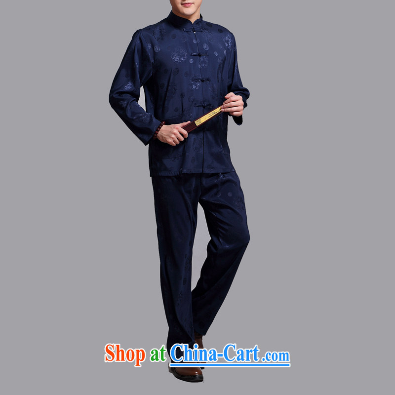 The Carolina boys, older men's long-sleeved tang on China wind older Leisure package kung fu T-shirt Han-morning exercise Spring Summer with his father, summer blue 4 XL, AIDS, Tony Blair (AICAROLINA), shopping on the Internet