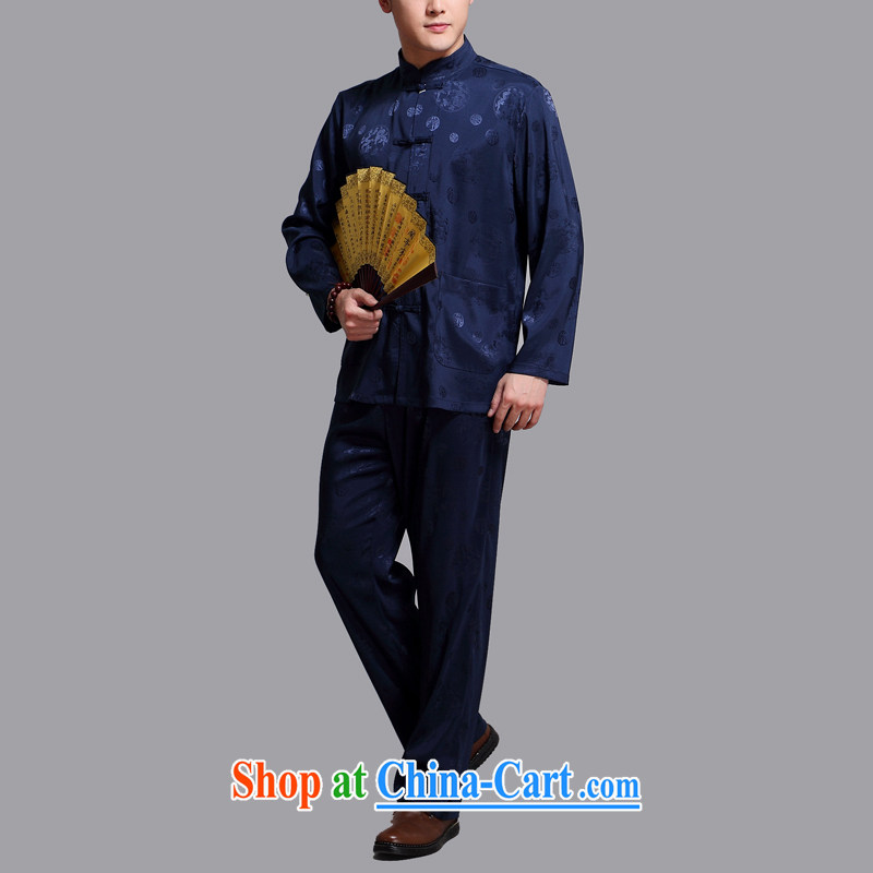 The Carolina boys, older men's long-sleeved tang on China wind older Leisure package kung fu T-shirt Han-morning exercise Spring Summer with his father, summer blue 4 XL, AIDS, Tony Blair (AICAROLINA), shopping on the Internet