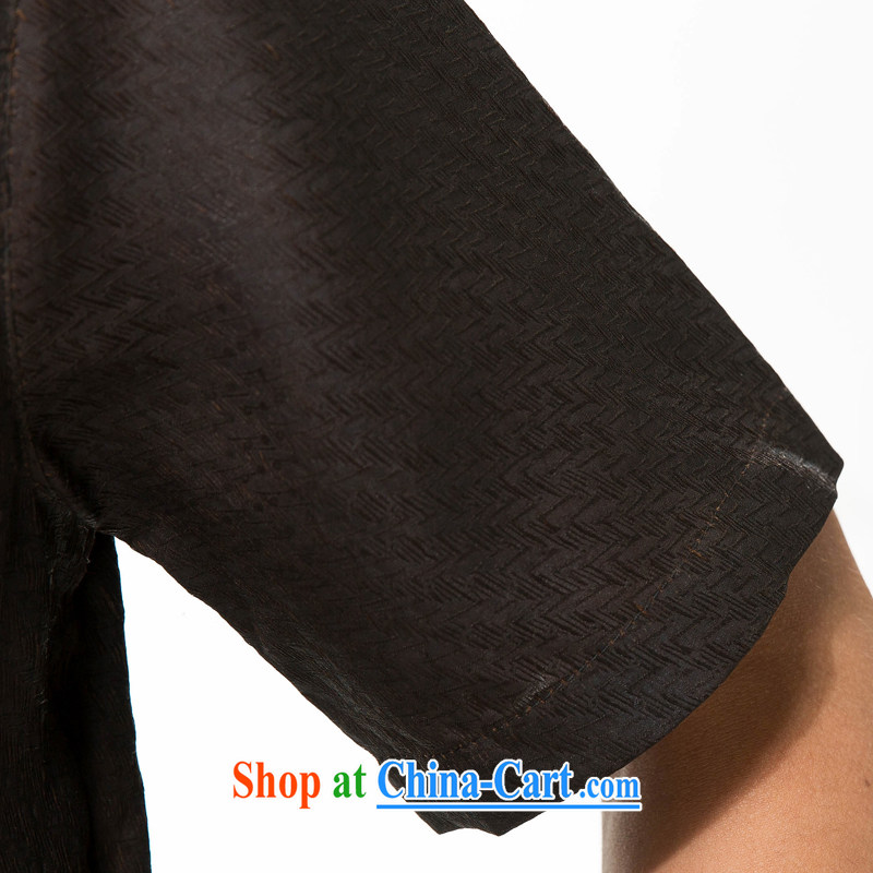 and mobile phone line short-sleeved short summer with new products and fragrant cloud yarn and silk Tang on short-sleeved shirt T-shirt, older men Chinese men incense cloud yarn Tang replace short-sleeved brown XXXL/190, and mobile phone line (gesaxing),