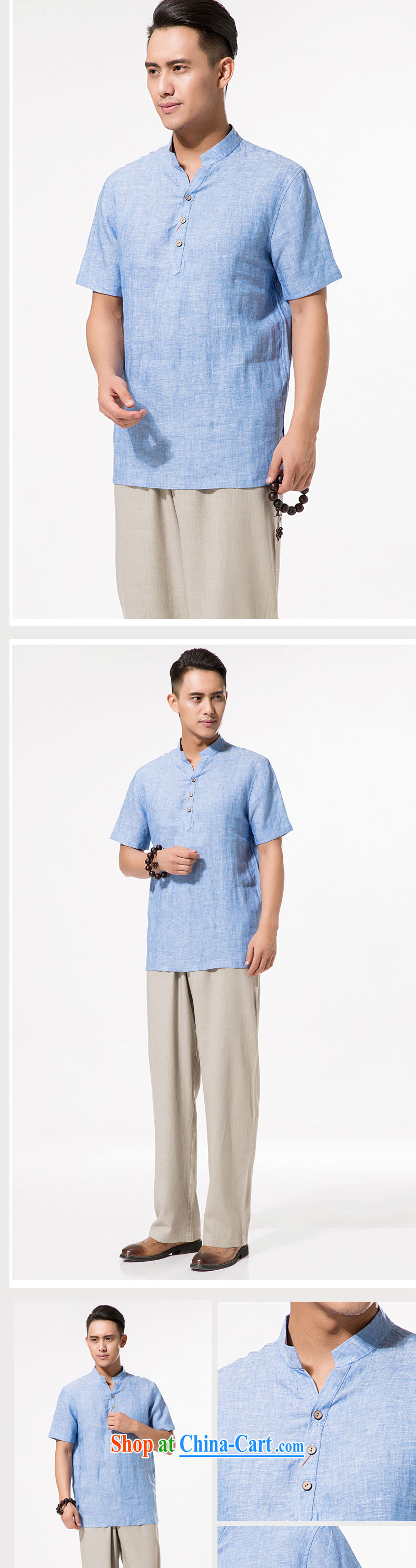 China wind Summer of ramie, short-sleeved T-shirt men's Chinese, ramie for short-sleeved relaxed and comfortable large, male, Father cotton Ma short-sleeved T-shirt light blue XXXL/190 pictures, price, brand platters! Elections are good character, the national distribution, so why buy now enjoy more preferential! Health
