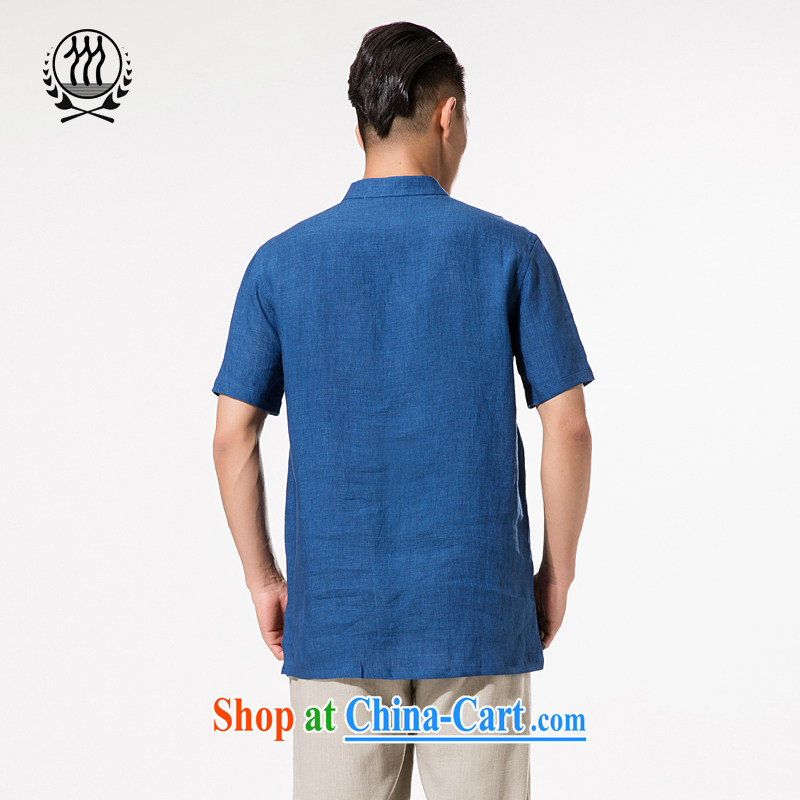 China wind Summer of ramie, short-sleeved T-shirt and Chinese, ramie for short-sleeved relaxed and comfortable large numbers of fathers, the Cotton T-shirt with short sleeves light blue XXXL/190, and mobile phone line (gesaxing), and, on-line shopping