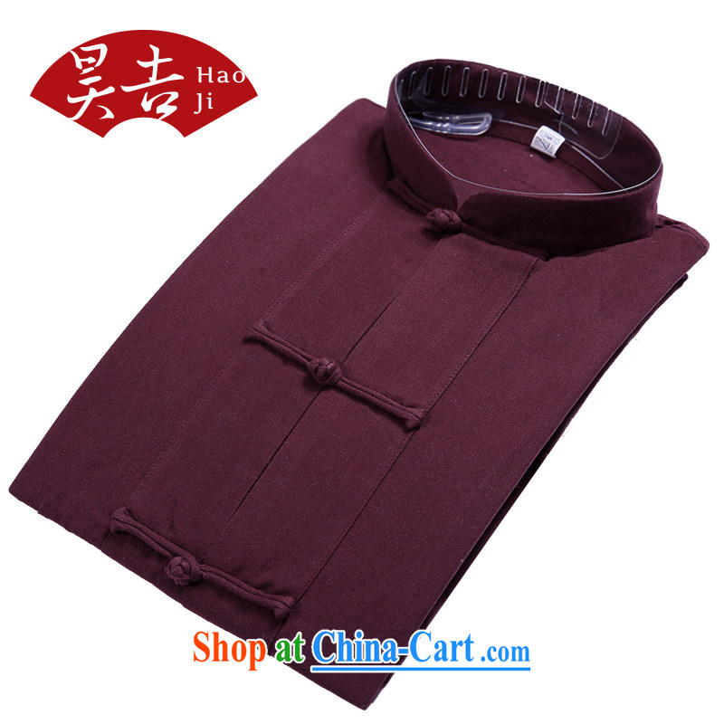HO CHI spring new, older men detained the Tang with pure cotton long-sleeved Dress Shirt Dad loaded the T-shirt maroon 190