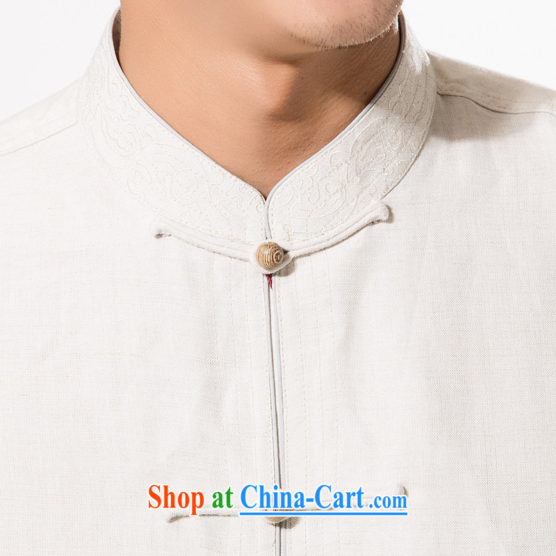 And 3 row cotton summer the Commission, short-sleeved shirt in the elderly, relaxed and comfortable cotton mA short-sleeved T-shirt China wind hand-tie cotton Ma Dad shirt with beige XXXL/190, and mobile phone line (gesaxing), and, on-line shopping