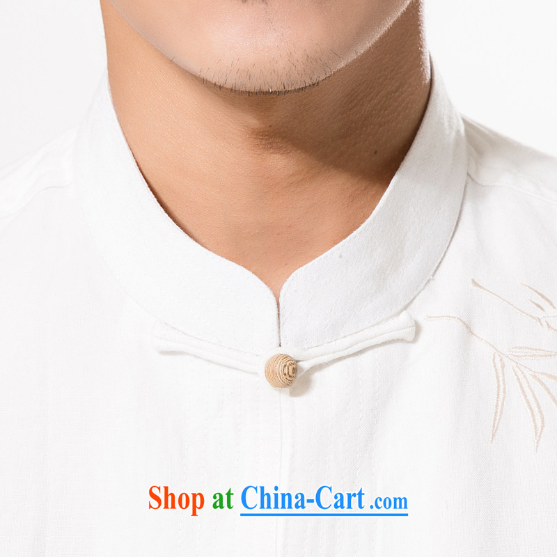 China wind Summer of cotton, the embroidery short sleeve T-shirt men's cotton MA, manually for the buckle short sleeve T-shirt relaxed and comfortable, older embroidery t-shirt with short sleeves white XXXL/190, and mobile phone line (gesaxing), and, on-l