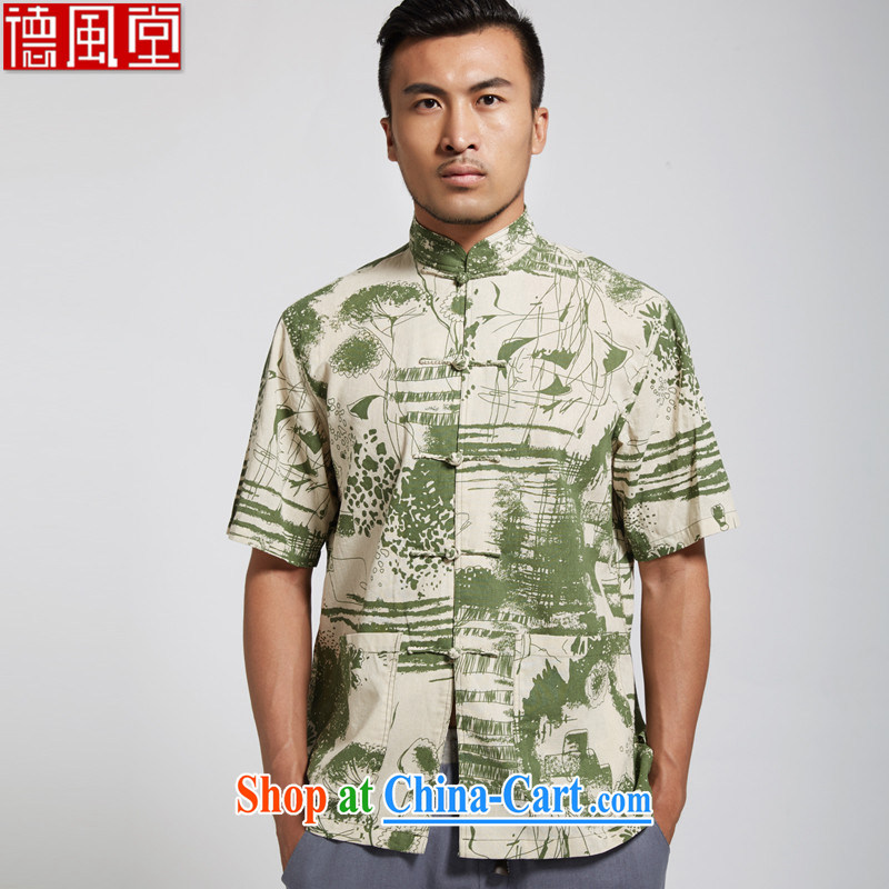 De-tong at the Summer 2015 new cotton Ma Man Tang with short-sleeved Chinese clothing green M_170
