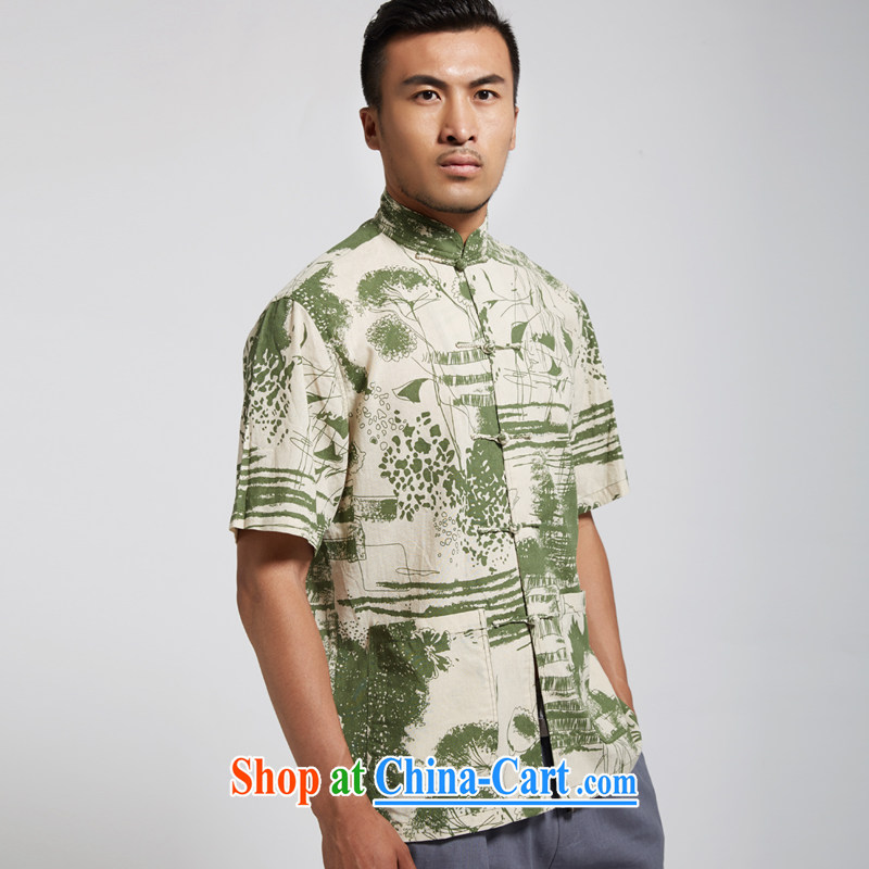 De-Tang Fei to summer 2015 new cotton Ma Man Tang on short-sleeved Chinese clothing green M/170, the church, and shopping on the Internet