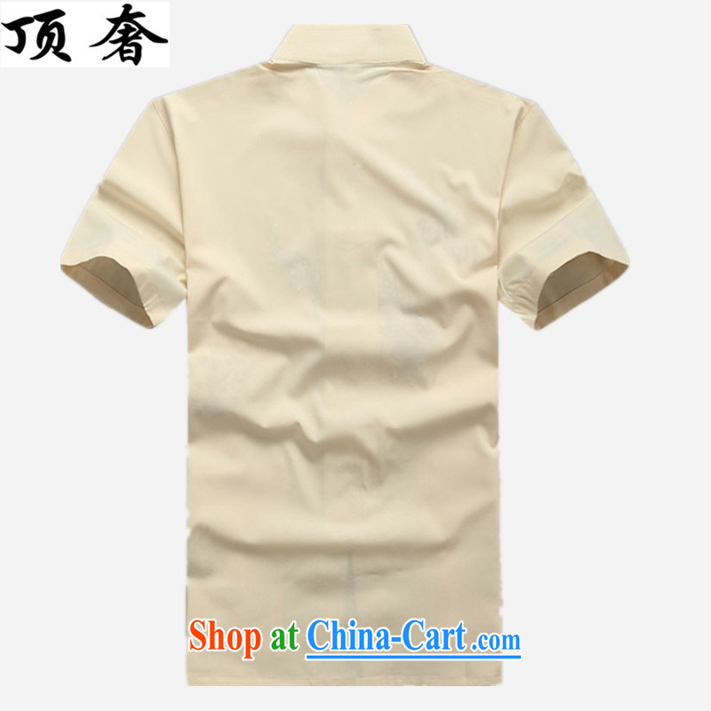 Top luxury Chinese men and summer-tie Chinese Han-men's short-sleeve kit National wind in older Chinese package men and a collared T-shirt white package 170 with the top luxury, shopping on the Internet