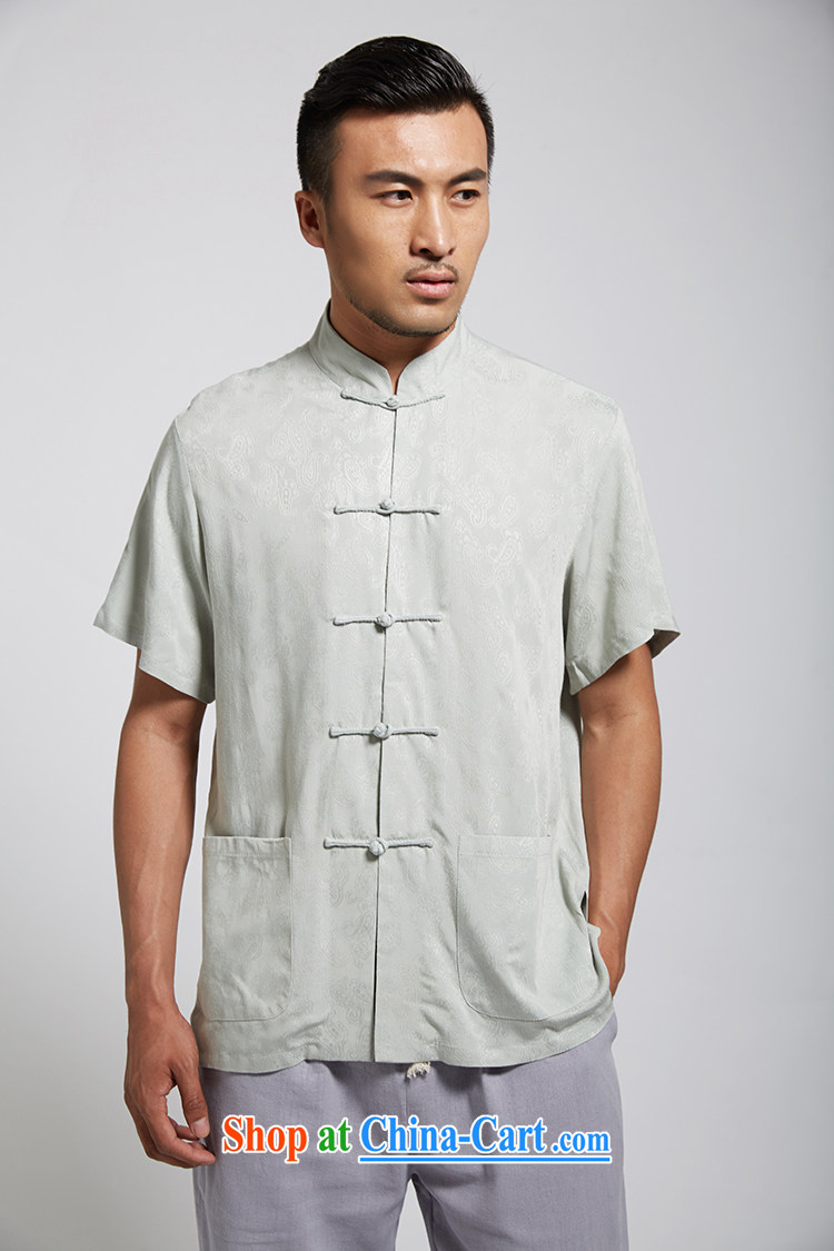 De wind Hall, summer 2015 new cotton men's Chinese short-sleeved Chinese clothing light green 4 XL pictures, price, brand platters! Elections are good character, the national distribution, so why buy now enjoy more preferential! Health