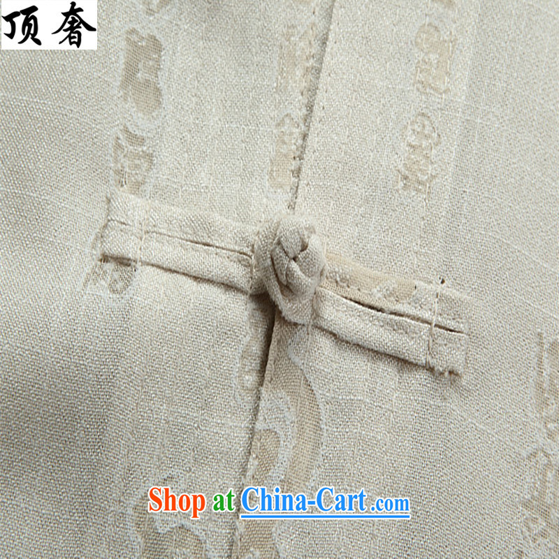 The top luxury linen summer men's Chinese package summer cotton Ma short-sleeved Chinese national costume, served the cynosure in serving older old muslin Tang on the code M yellow package M/170, with the top luxury, shopping on the Internet
