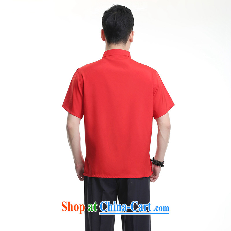 LBKZL 2015 summer new T-shirt China wind summer cool, breathable sweat-wicking short-sleeved Chinese men's T-shirt the older Chinese red 43, the federal core Chai, who, and shopping on the Internet