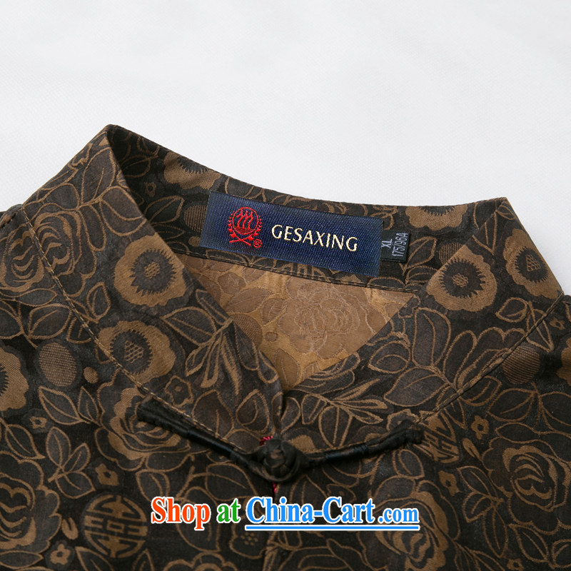 And 3 Summer in Hong Kong, the roses short-sleeve T-shirt Ethnic Wind silk short-sleeved T-shirt, older men and silk short-sleeved T-shirt breathability and comfort with Father brown XXXL/190, and mobile phone line (gesaxing), and, on-line shopping